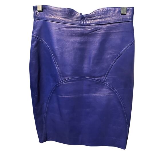 Jean Claude jitrois indigo leather skirt set 38 - Picture 7 of 14